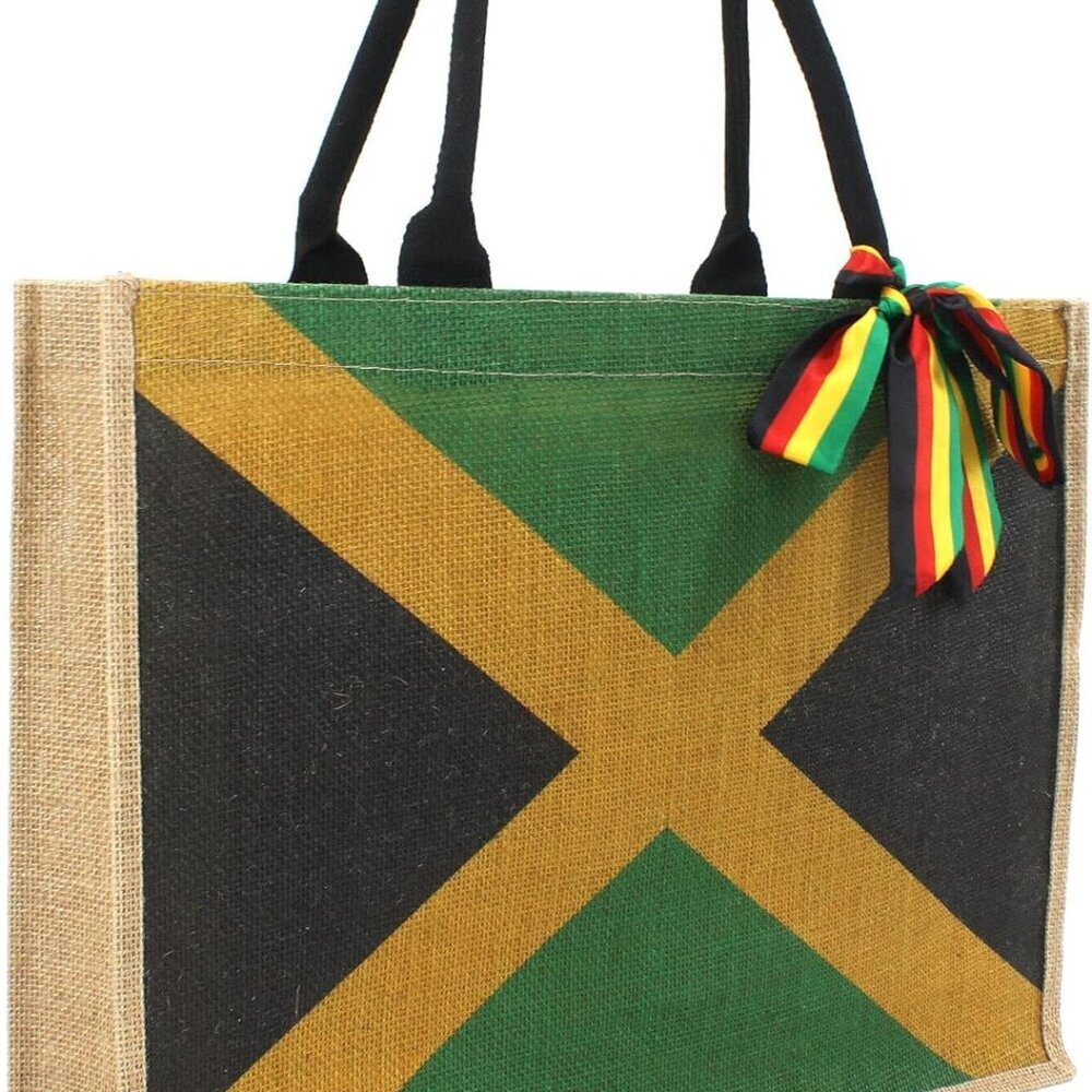 Large Woven Beach Tote Bag Cotton Jute Eco-Friendly Reggae Style Beach Bag